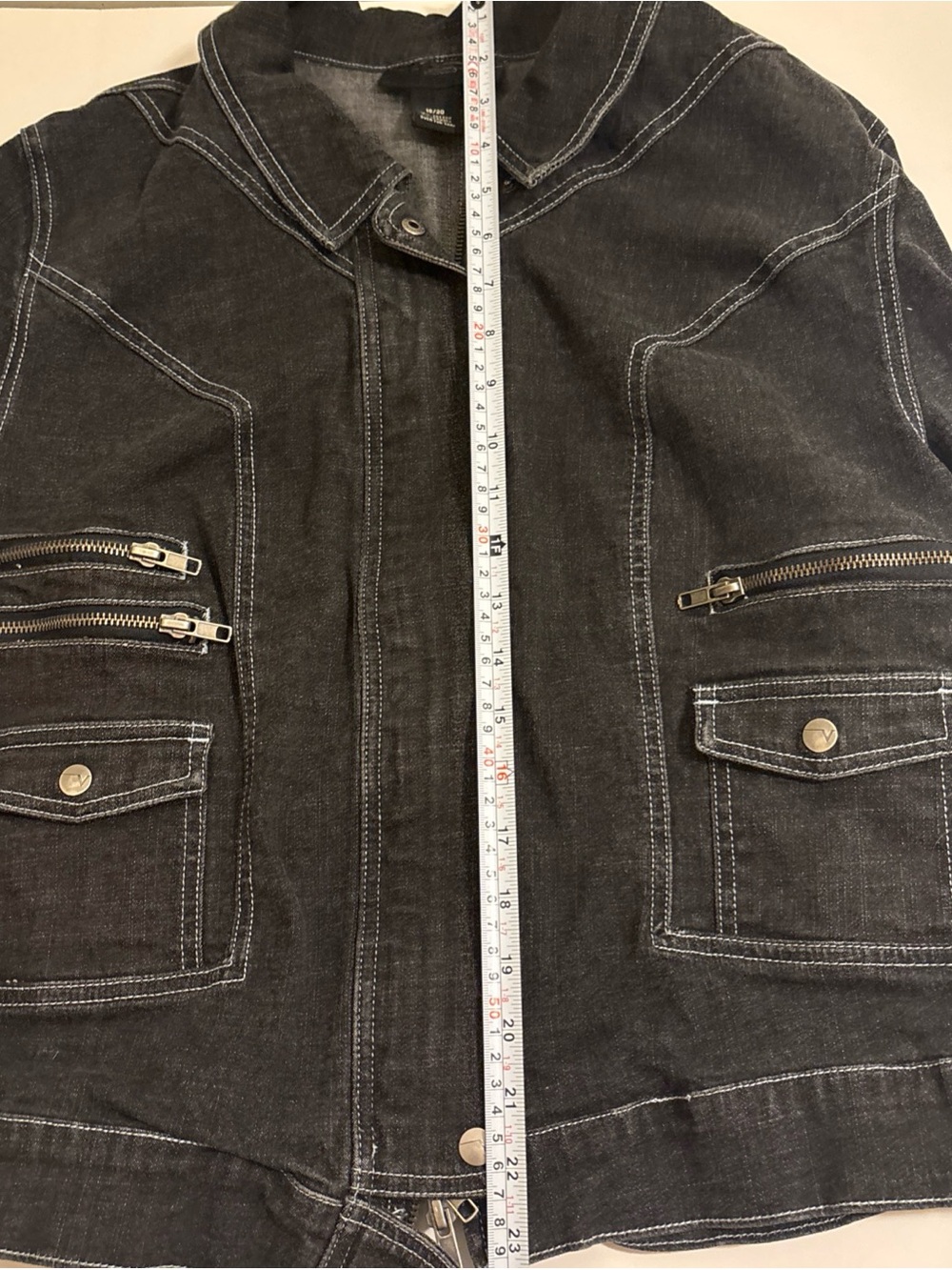 Lane Bryant Jacket Black Denim with zipper pockets. Biker, Punk, Goth - Picture 8 of 8